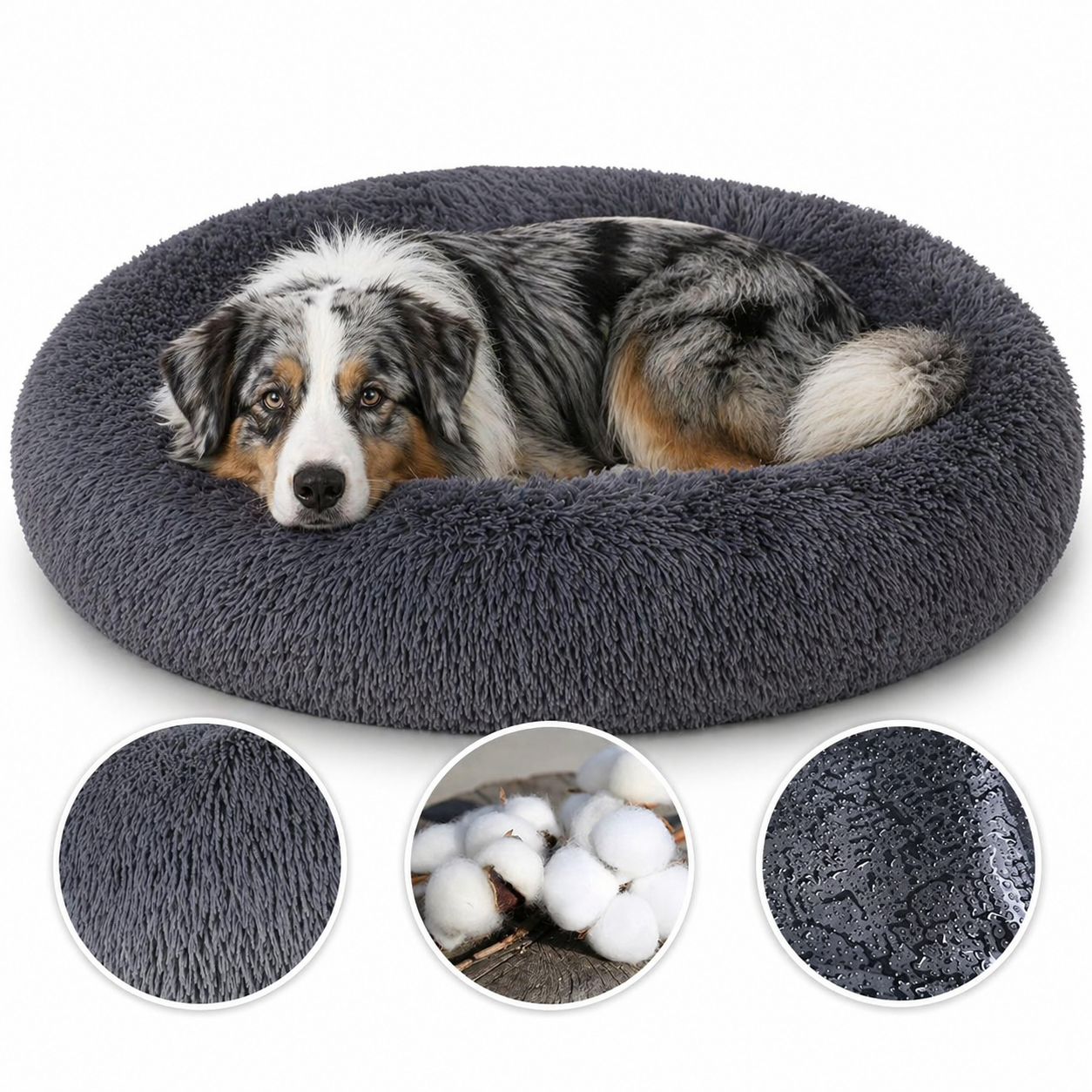 Luxurious Donut Shaped Pet Bed - Warm, Fluffy, Calming & Anxiety-Relief for Dogs and Cats