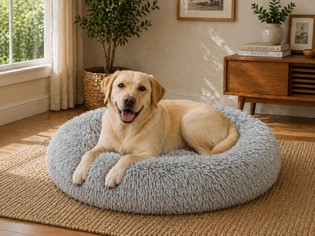 Luxurious Donut Shaped Pet Bed - Warm, Fluffy, Calming & Anxiety-Relief for Dogs and Cats