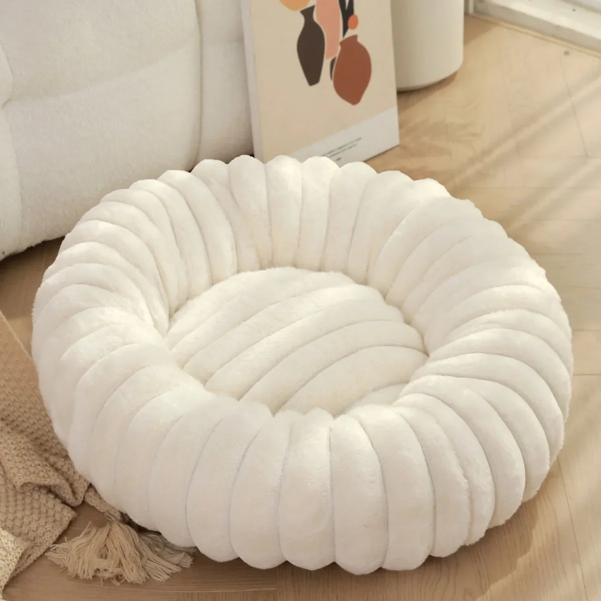 Warm Round Donut Bed for Dogs and Cats- Washable and Cozy