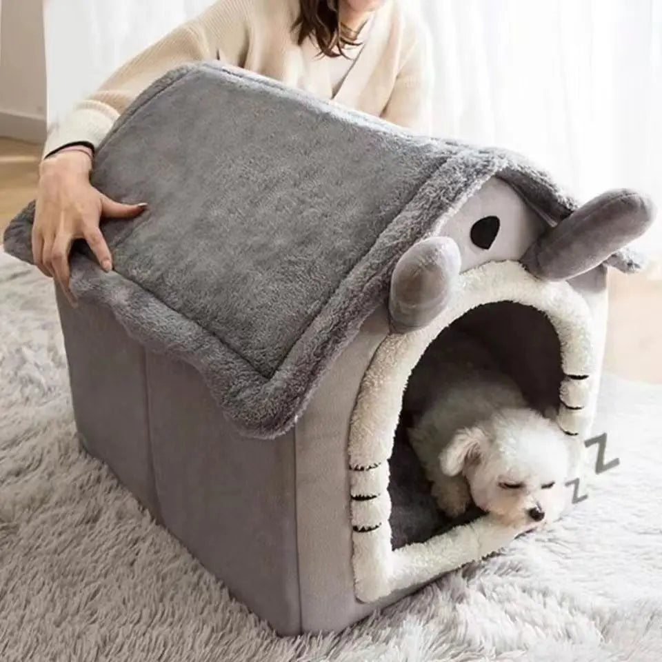 Calming Pet Cave Bed Ultra-Soft Coral Fleece Dog House for Anxiety, Comfort & Security