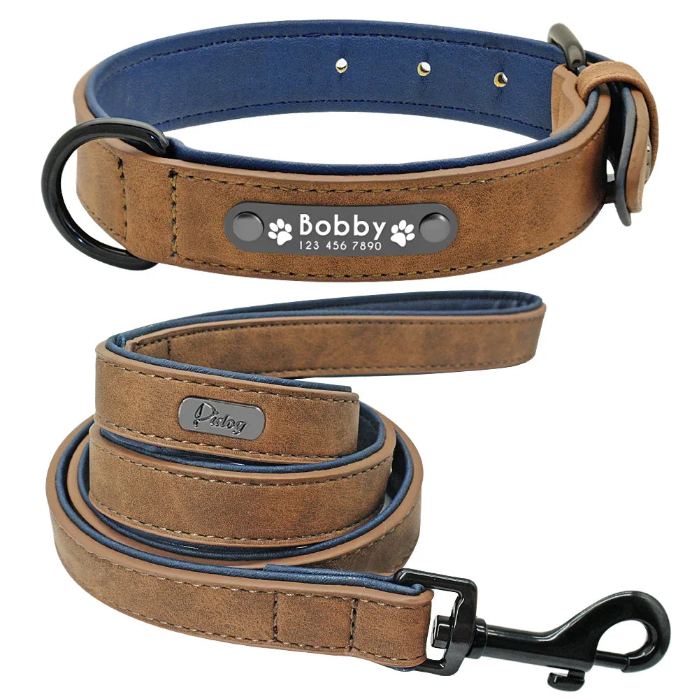 Fashionable, Personalized Leather Dog Collar in Multi Colors, Sturdy Clip, Free Engravement