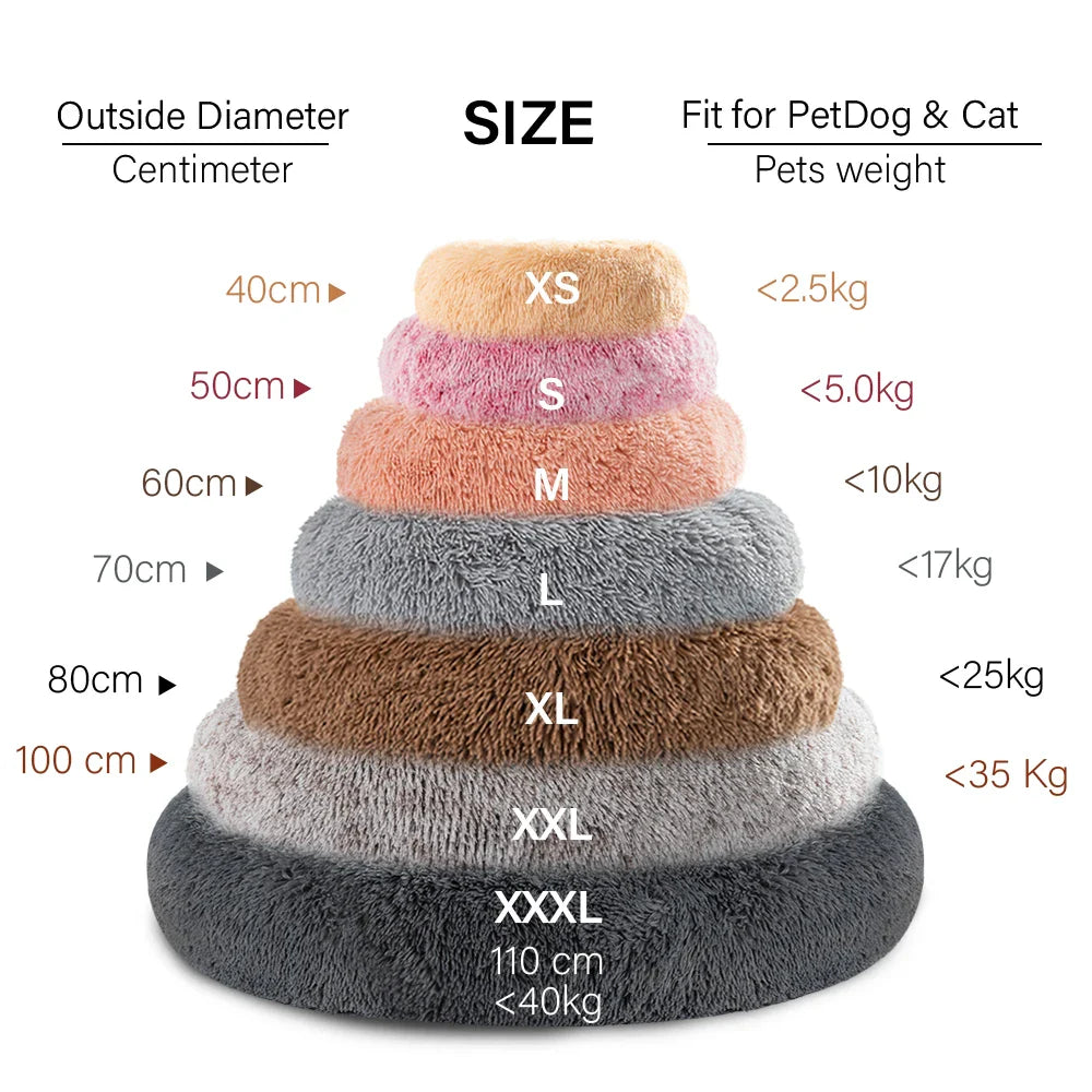 Luxurious Donut Shaped Pet Bed - Warm, Fluffy, Calming & Anxiety-Relief for Dogs and Cats