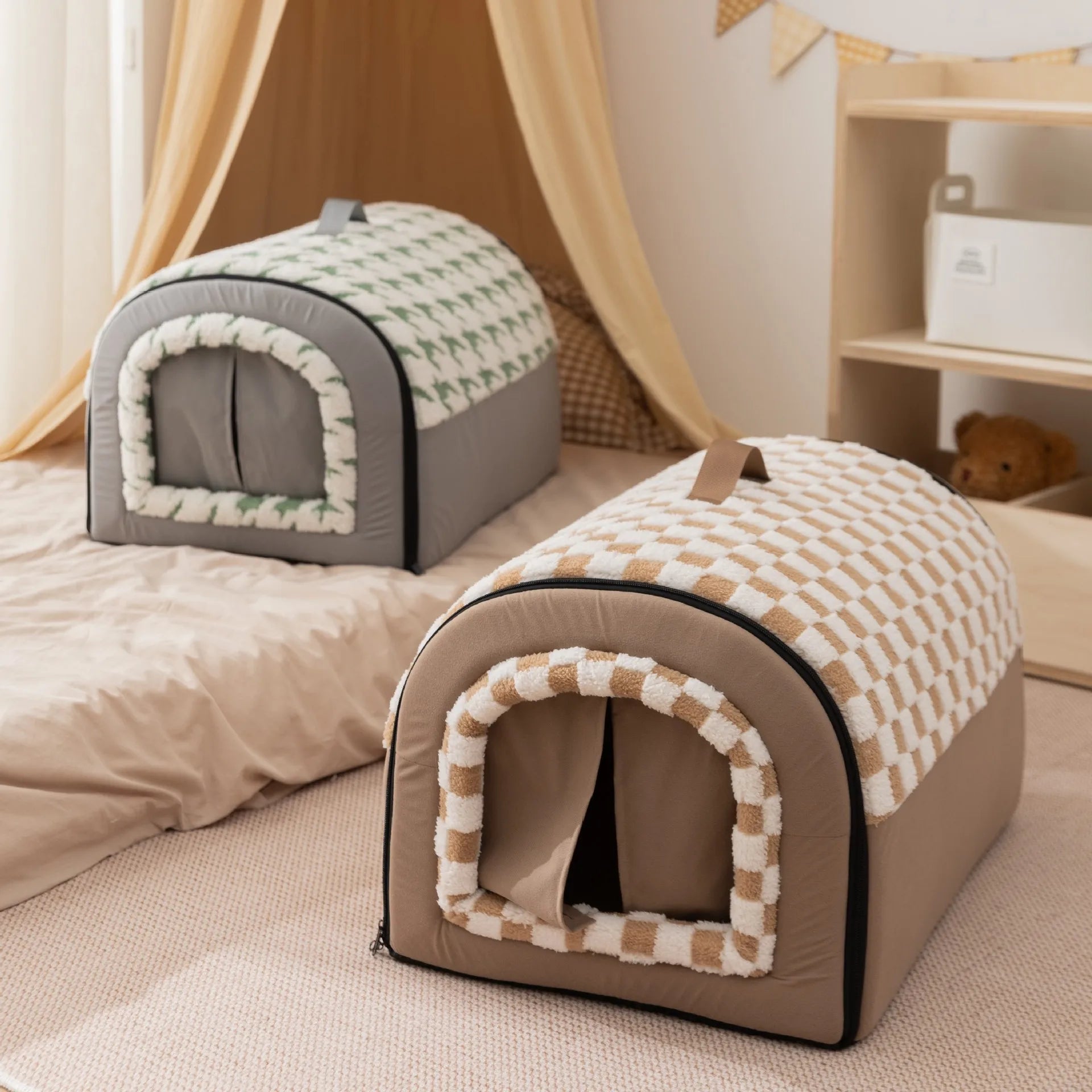 Warm Kennel Winter Dog & Cat House Washable Detachable Deep Sleep Bed, Cozy Pet Nest for Small Medium Large Pets