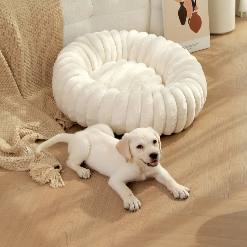 Warm Round Donut Bed for Dogs and Cats- Washable and Cozy