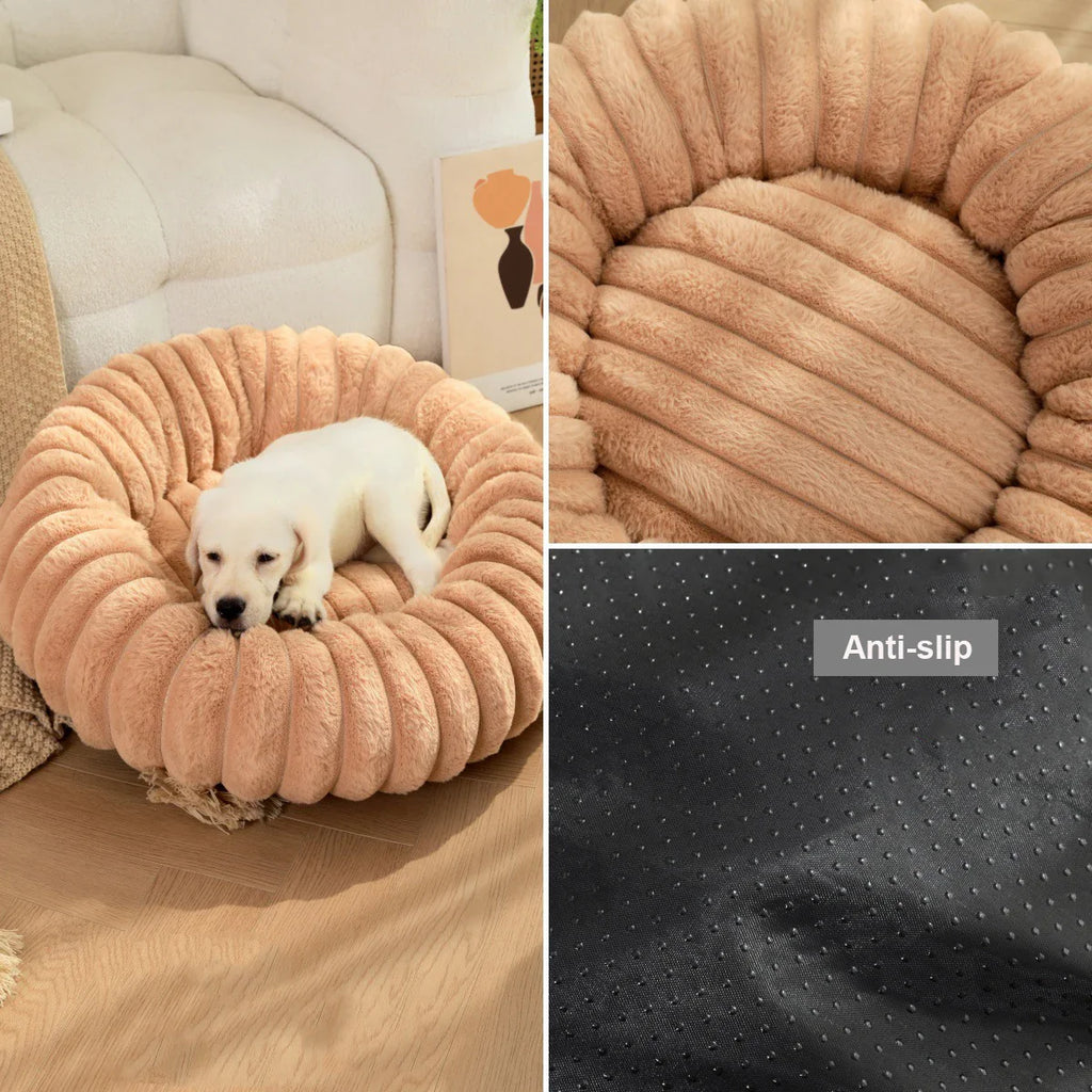 Warm Round Donut Bed for Dogs and Cats- Washable and Cozy