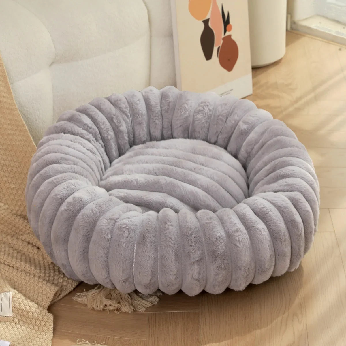 Warm Round Donut Bed for Dogs and Cats- Washable and Cozy