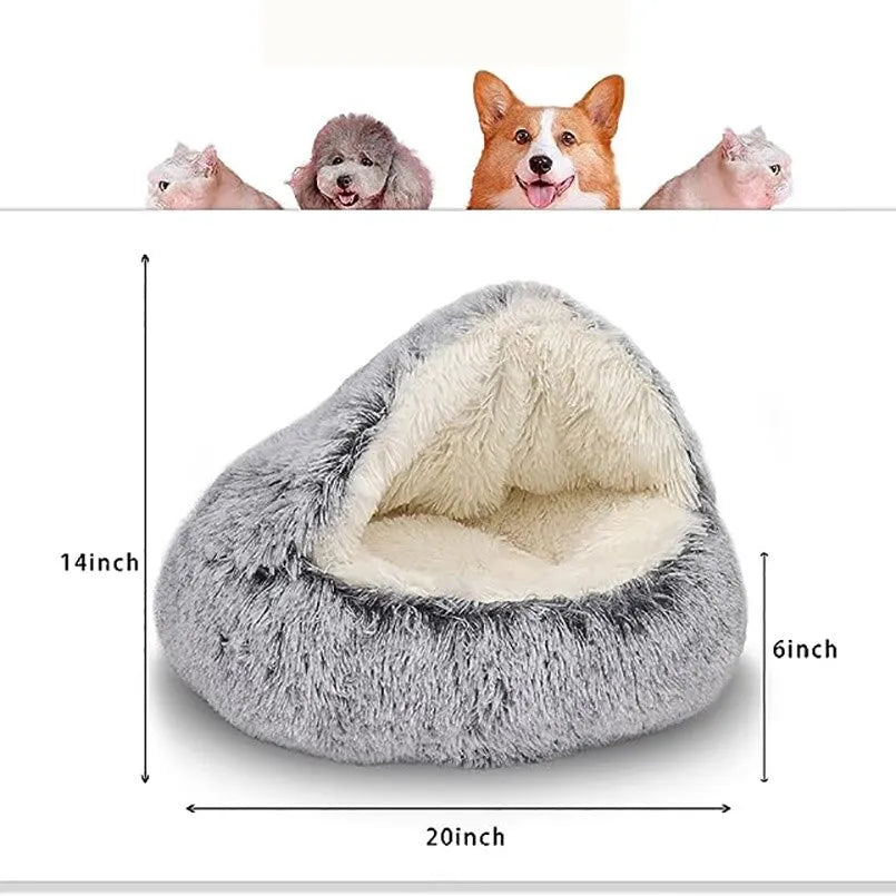Plush Self-Warming Cat Bed Cozy Half-Moon Pet Bed for Cats & Small Dogs, Soft Washable & Lightweight
