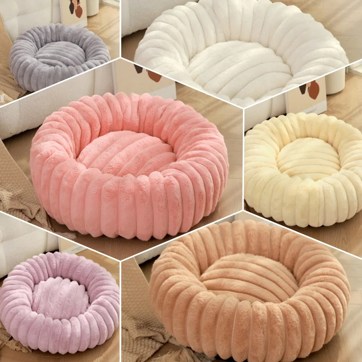 Warm Round Donut Bed for Dogs and Cats- Washable and Cozy