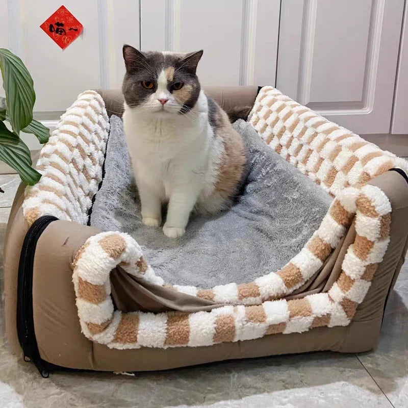 Warm Kennel Winter Dog & Cat House Washable Detachable Deep Sleep Bed, Cozy Pet Nest for Small Medium Large Pets