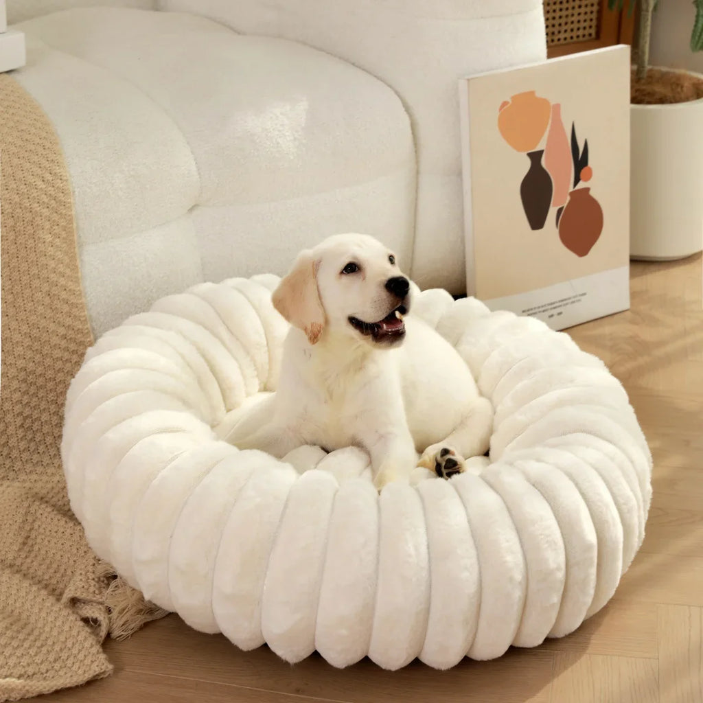 Warm Round Donut Bed for Dogs and Cats- Washable and Cozy