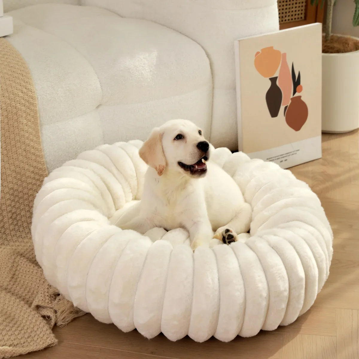 Warm Round Donut Bed for Dogs and Cats- Washable and Cozy