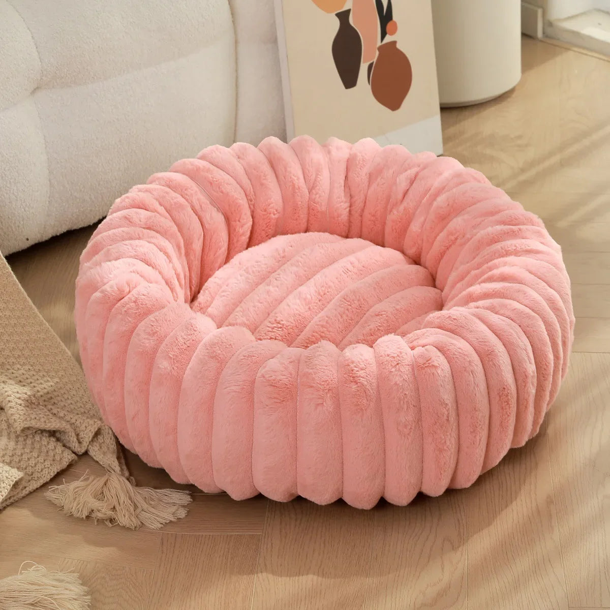 Warm Round Donut Bed for Dogs and Cats- Washable and Cozy