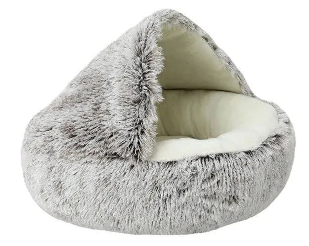Plush Self-Warming Cat Bed Cozy Half-Moon Pet Bed for Cats & Small Dogs, Soft Washable & Lightweight