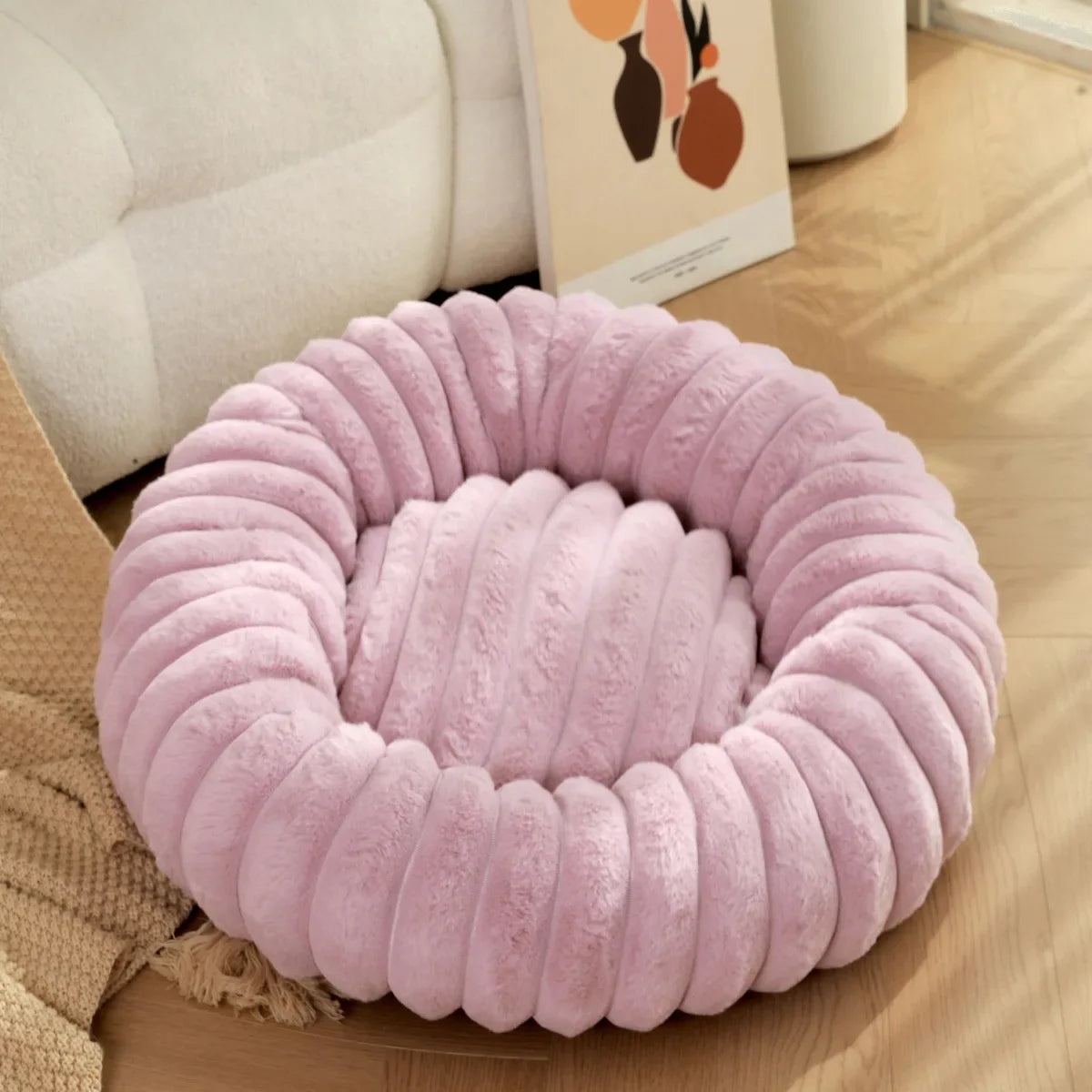 Warm Round Donut Bed for Dogs and Cats- Washable and Cozy