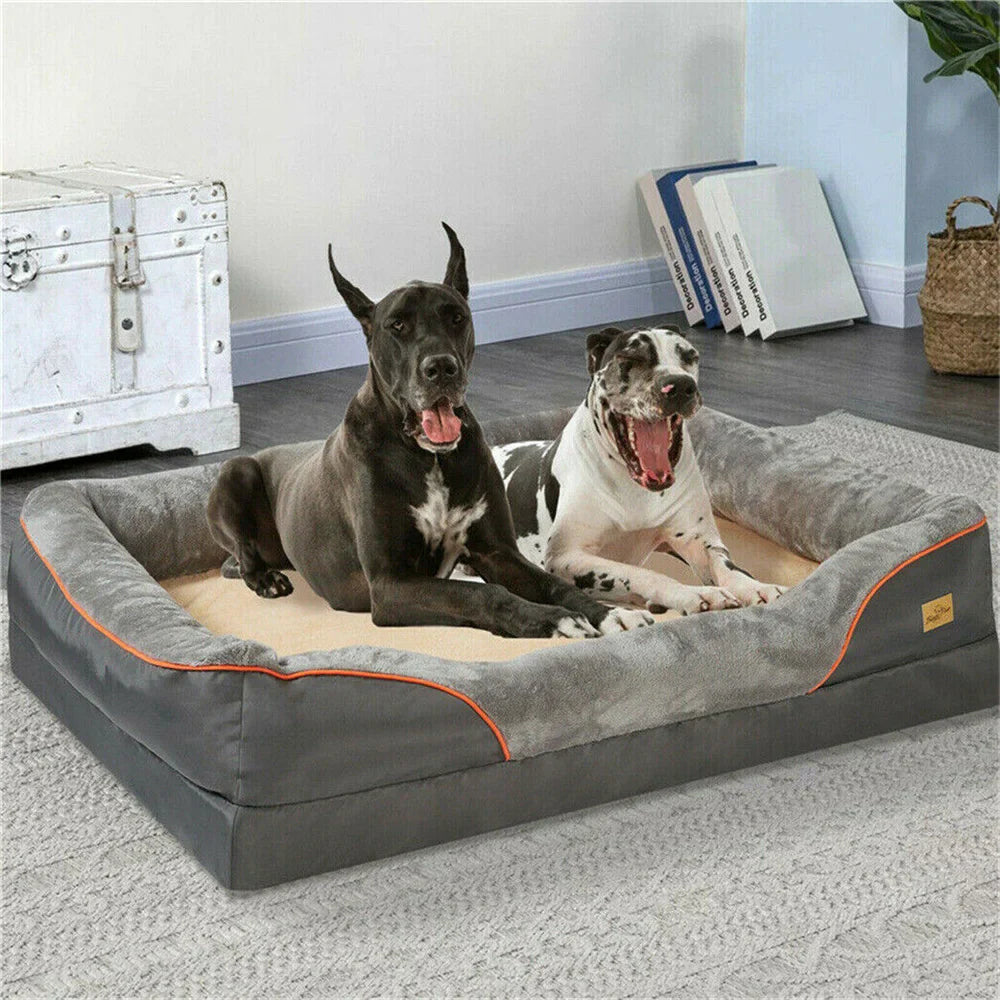 Jumbo Orthopedic Dog Bed Large Memory Foam Pet Sofa Couch with Bolster, Waterproof & Washable Removable Cover