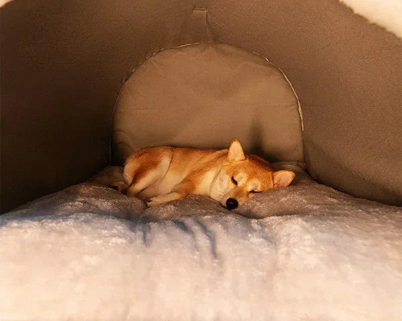 Warm Winter Dog House with Washable Mat Cozy Dog Cave Bed for Small, Medium & Large Dogs, Soft Indoor Pet House Shelter