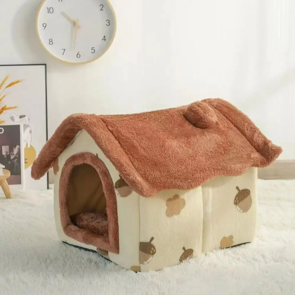 Calming Pet Cave Bed Ultra-Soft Coral Fleece Dog House for Anxiety, Comfort & Security