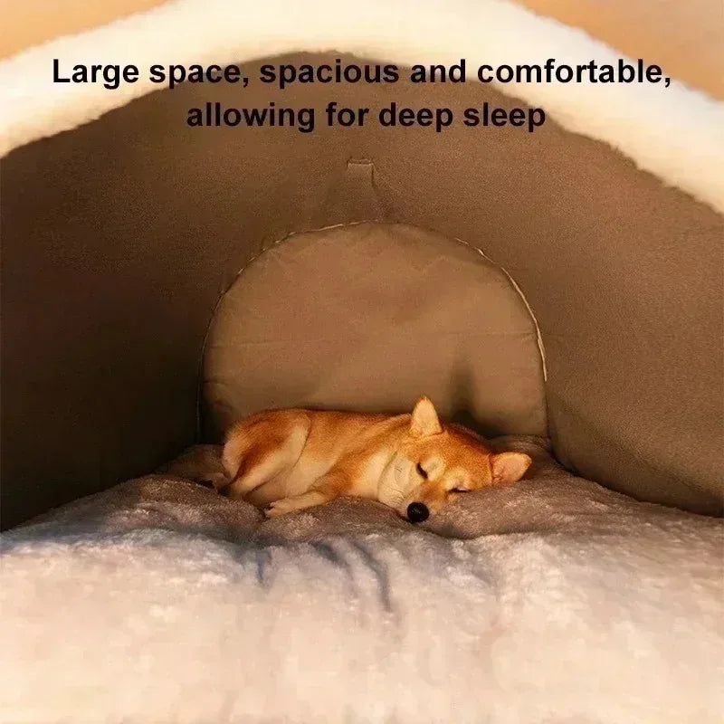 Warm Kennel Winter Dog & Cat House Washable Detachable Deep Sleep Bed, Cozy Pet Nest for Small Medium Large Pets