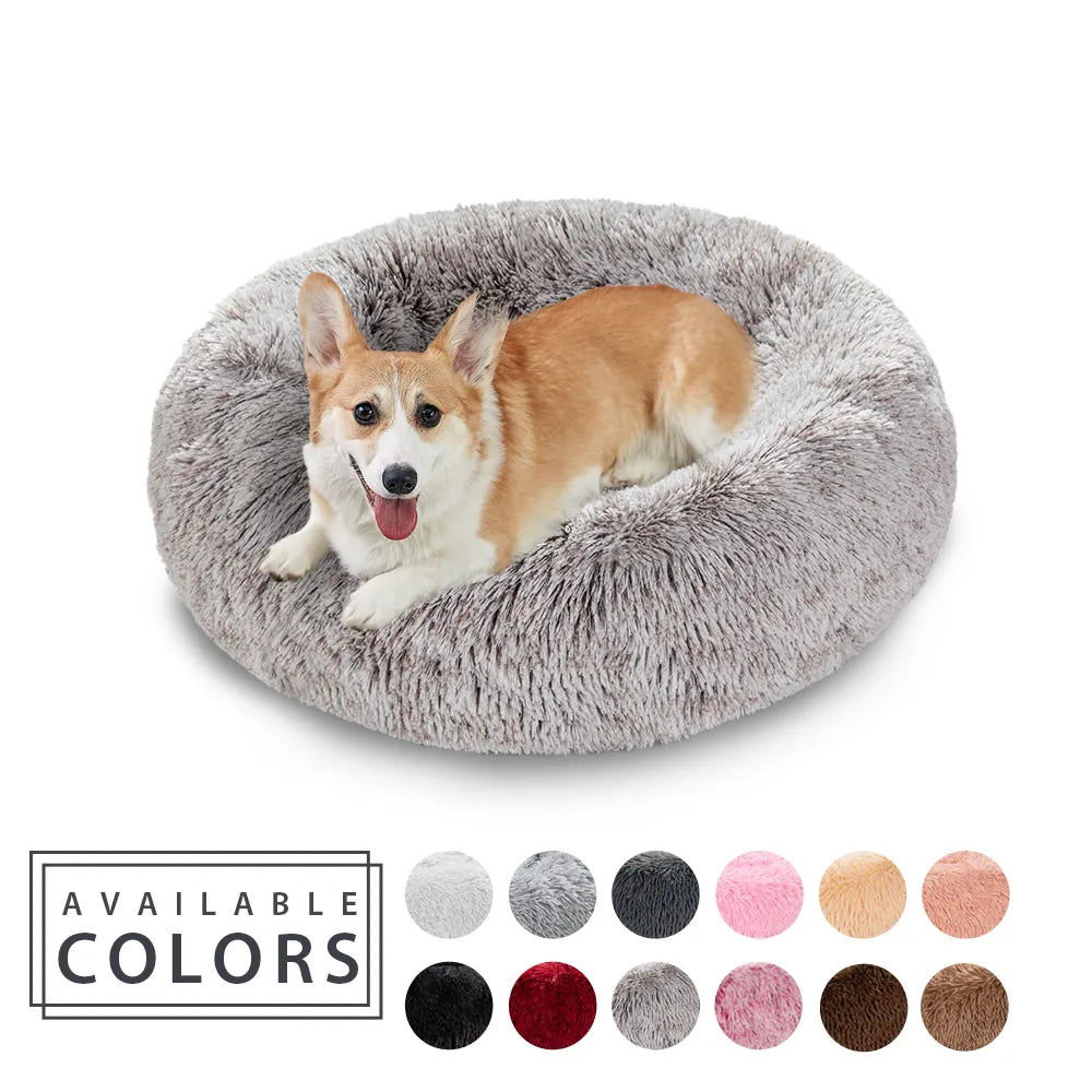 Luxurious Donut Shaped Pet Bed - Warm, Fluffy, Calming & Anxiety-Relief for Dogs and Cats