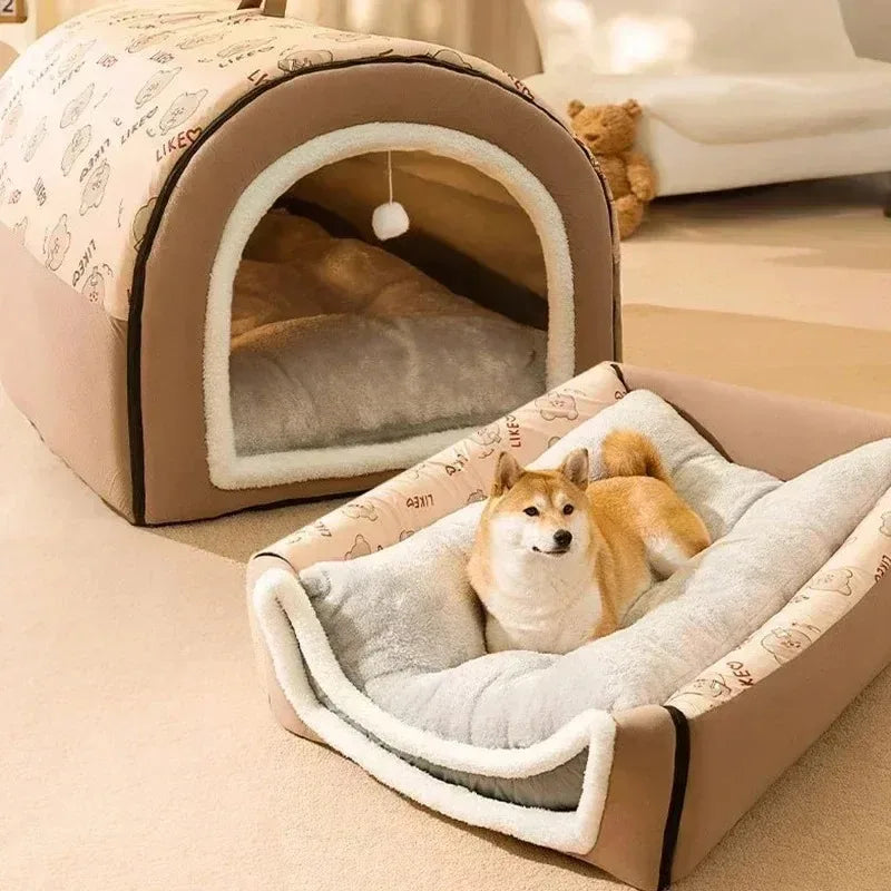 Warm Kennel Winter Dog & Cat House Washable Detachable Deep Sleep Bed, Cozy Pet Nest for Small Medium Large Pets
