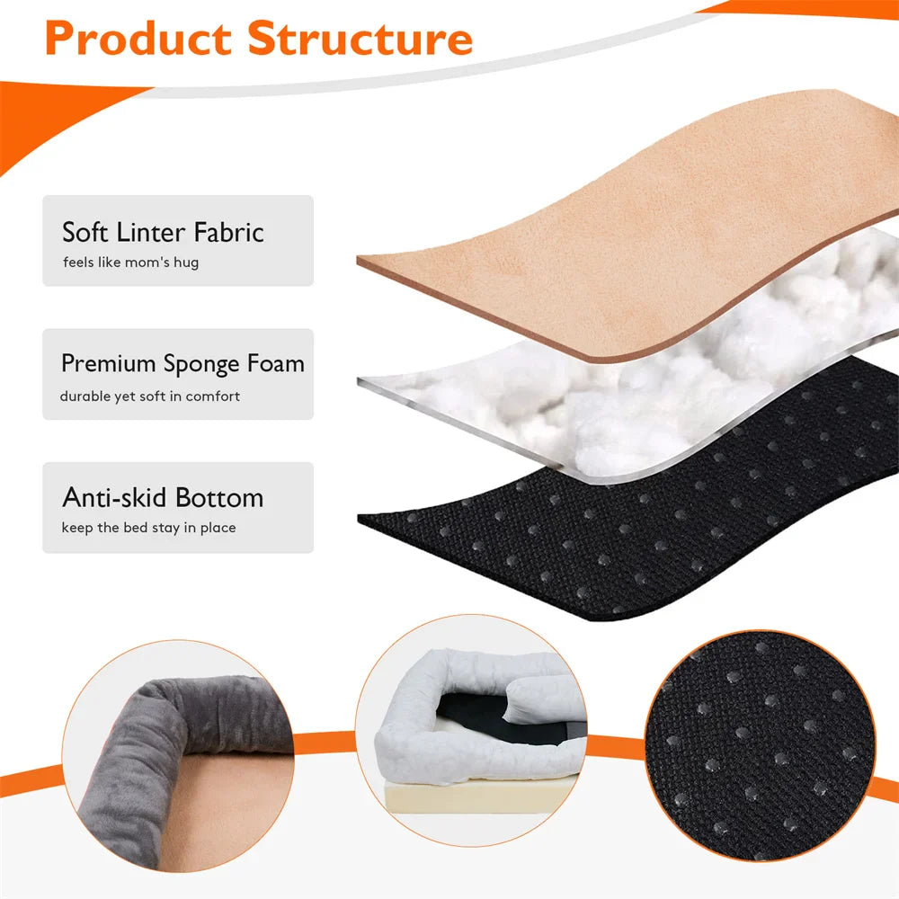 Jumbo Orthopedic Dog Bed Large Memory Foam Pet Sofa Couch with Bolster, Waterproof & Washable Removable Cover