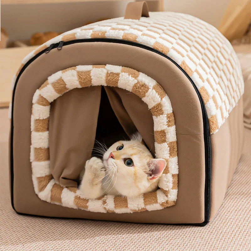 Warm Kennel Winter Dog & Cat House Washable Detachable Deep Sleep Bed, Cozy Pet Nest for Small Medium Large Pets