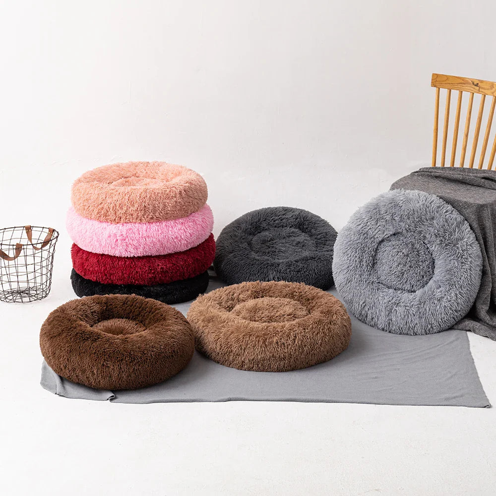 Luxurious Donut Shaped Pet Bed - Warm, Fluffy, Calming & Anxiety-Relief for Dogs and Cats