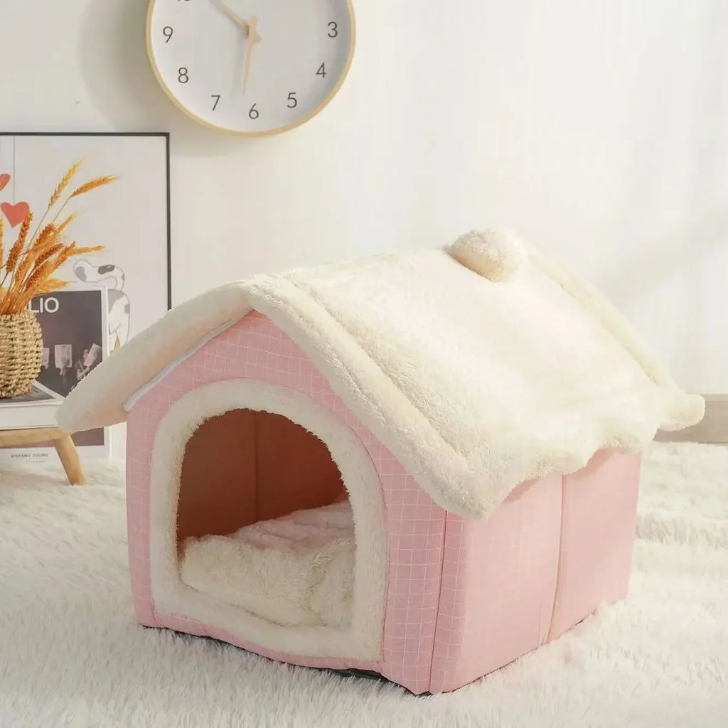 Calming Pet Cave Bed Ultra-Soft Coral Fleece Dog House for Anxiety, Comfort & Security