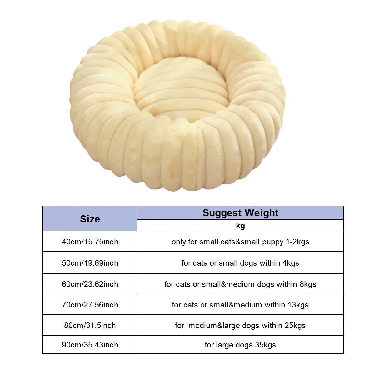 Warm Round Donut Bed for Dogs and Cats- Washable and Cozy