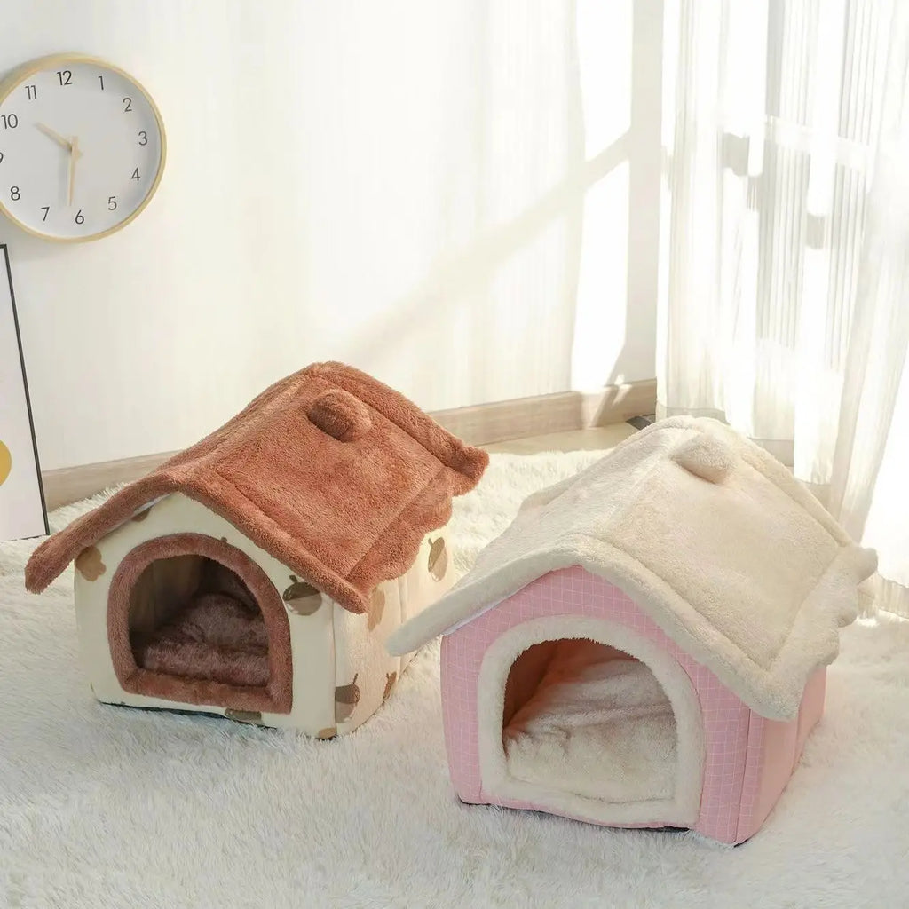 Calming Pet Cave Bed Ultra-Soft Coral Fleece Dog House for Anxiety, Comfort & Security